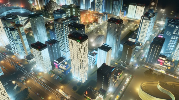 cities:skylinesの夜の街並み